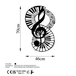 Wallity Musical 4 Escultura de pared de metal negra